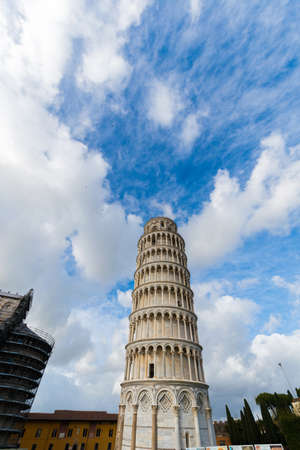 Famous leaning tower of Pisa during summer dayの写真素材