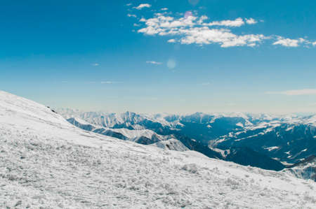 Snow mountains on bright winter day