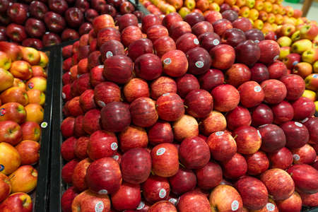 Apple stall in big supermarketの写真素材