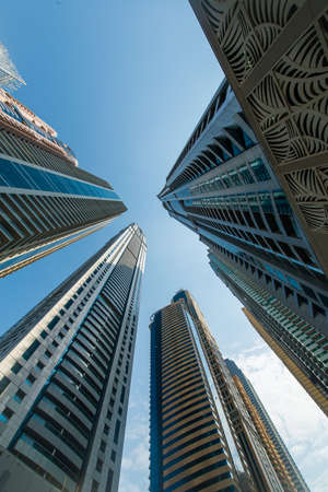 Tall Dubai Marina skyscrapers in UAE