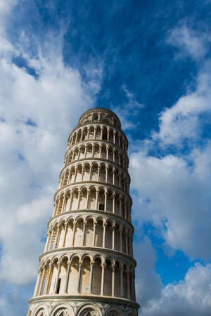 Famous leaning tower of Pisa during summer dayの写真素材