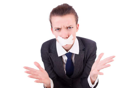 Young woman in censorship conceptの写真素材