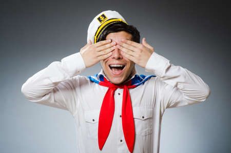 Funny captain sailor wearing hat