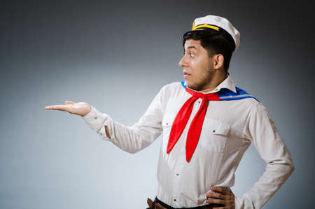 Funny captain sailor wearing hatの写真素材