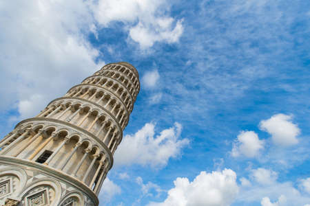 Famous leaning tower of Pisa during summer dayの写真素材