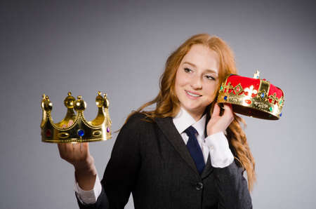 Queen businesswoman in funny conceptの写真素材