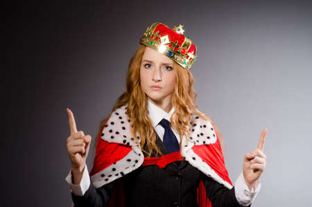 Queen businesswoman in funny conceptの写真素材
