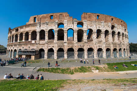 Famous colosseum on bright summer day