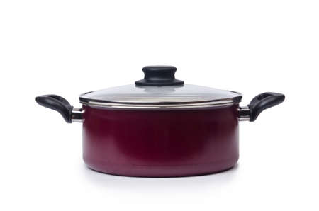 Kitchen utensils pan pot isolated on whiteの写真素材