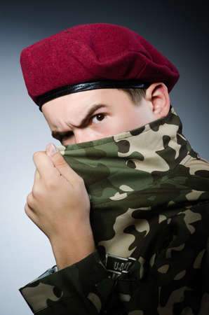 Funny soldier in military conceptの写真素材