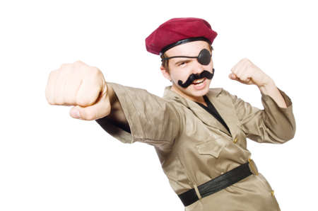 Funny soldier in military conceptの写真素材