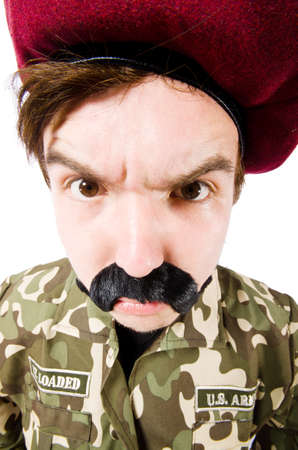 Funny soldier in military concept