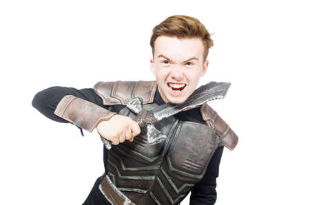 Funny knight isolated on the white backgroundの写真素材