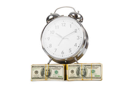 Time is money concept with clock and dollars