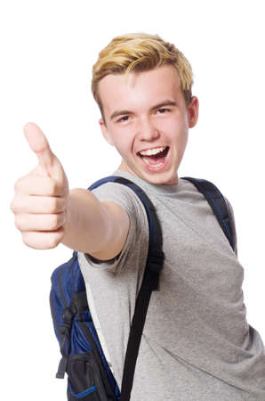 Young student isolated on the white backgroundの写真素材