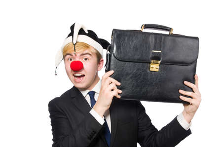 Businessman clown in funny concept isolated on whiteの写真素材