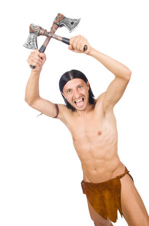 Native american in funny concept isolated on whiteの写真素材