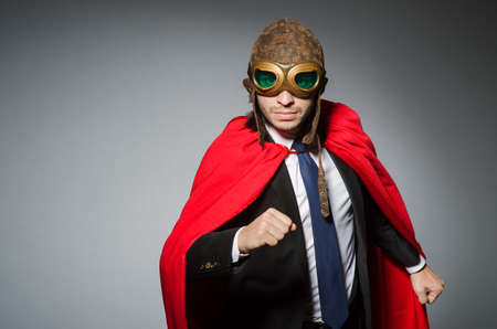 Superman concept with man in red coverの写真素材