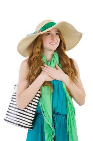 Woman with bag in fashion conceptの写真素材