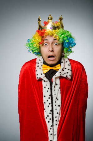 King businessman in funny conceptの写真素材