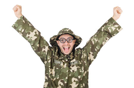 Funny soldier in military conceptの写真素材