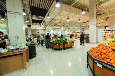 Dubai - AUGUST 8, 2014: Dubai Supermarket Waitrose on August 8 in Dubai, UAE. Dubai Supermarket Waitrose is the largest supermarket in Dubaiのeditorial素材