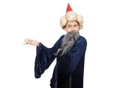 Funny wise wizard isolated on the whiteの写真素材