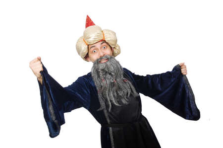 Funny wise wizard isolated on the whiteの写真素材