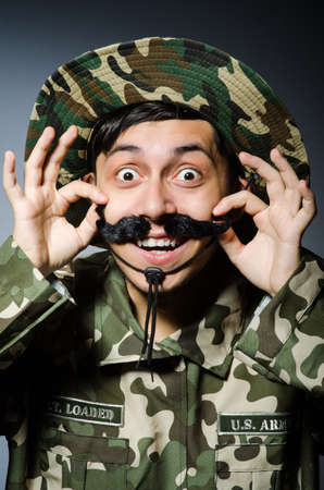 Funny soldier in military conceptの写真素材