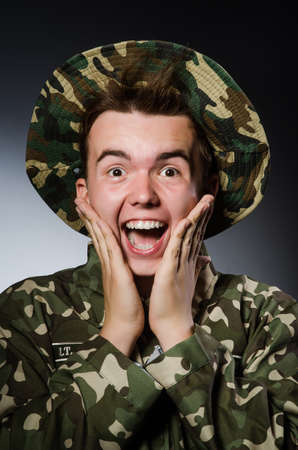 Funny soldier in military conceptの写真素材