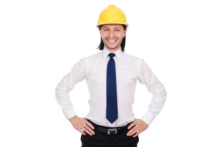 Young architect isolated on whiteの写真素材