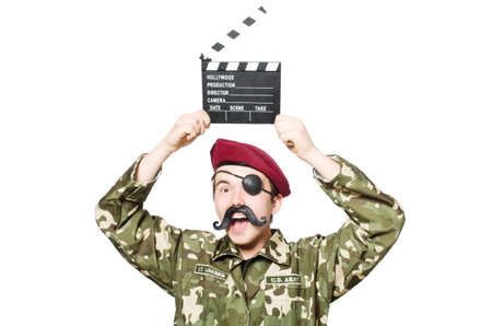 Funny soldier in military concept