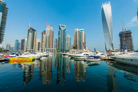 Tall Dubai Marina skyscrapers in UAEのeditorial素材
