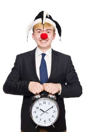 Businessman clown in funny concept isolated on whiteの写真素材