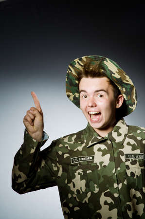 Funny soldier in military conceptの写真素材