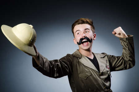 Man in safari hat in hunting concept
