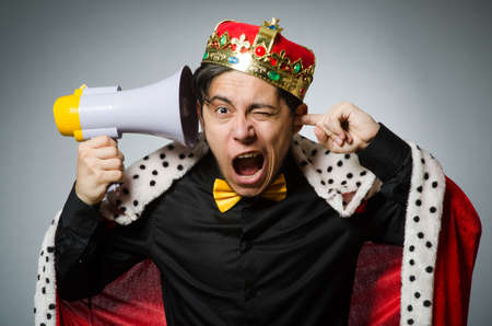 Concept with funny man wearing crownの写真素材