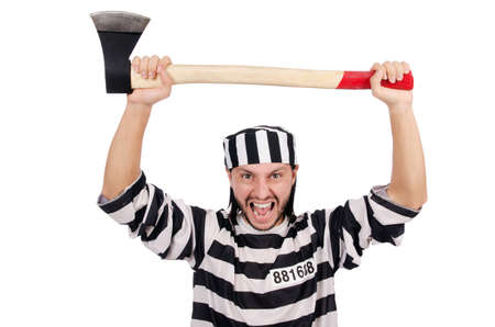 Prison inmate isolated on the white background