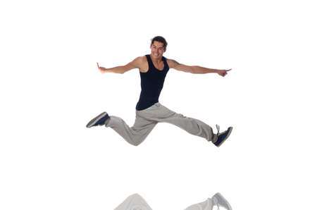 Man dancing isolated on the whiteの写真素材