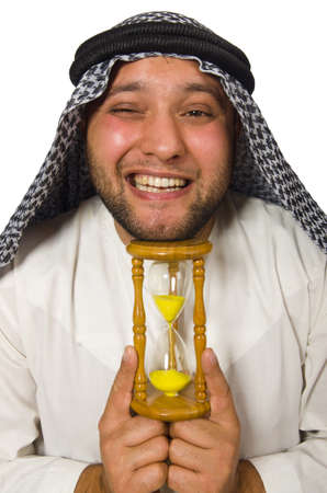 Concept with arab man isolated on whiteの写真素材