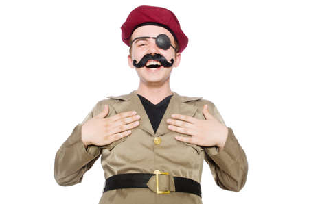 Funny soldier in military concept