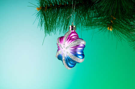 Christmas decoration on the fir treeの写真素材