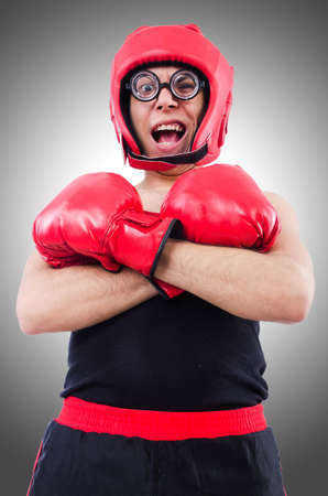 Funny boxer isolated on the white backgroundの写真素材