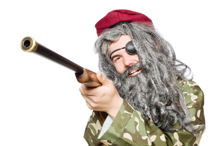 Funny soldier isolated on white