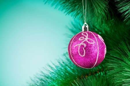 Christmas decoration on the fir treeの写真素材