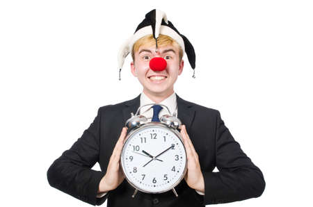 Businessman clown in funny concept isolated on whiteの写真素材