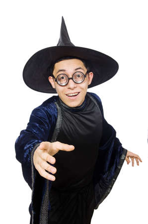 Funny wise wizard isolated on the whiteの写真素材