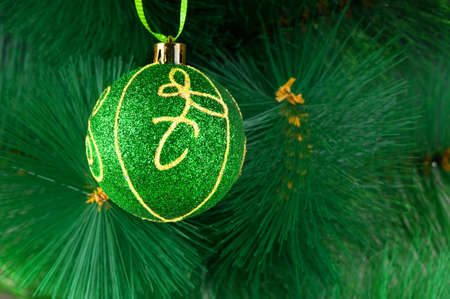 Christmas decoration on the fir treeの写真素材