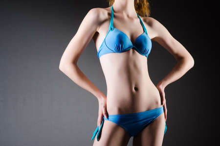 Attractive woman in blue bikiniの写真素材