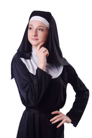 Nun isolated on the white backgroundの写真素材